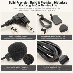 Microphone Filaire pour Autoradio 3,5 mm, Micro Cravate, Comprend des Autocollants Et Une Pince en Forme De U. Externe Mic pour 