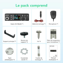 Retevis MB63B Radio Portable CB avec NRC, TFT écran Couleur CB Radio, 12/24V, AM/FM, CTCSS/DCS, Gain RF/MIC, EMG CH9/19, 40-Cana