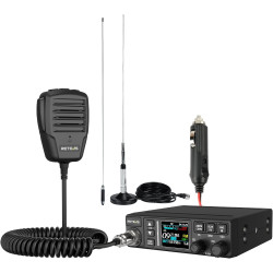 Retevis MB63B CB Radio avec Antenne, NRC Réduit Le Bruit CB Portable, écran Couleur TFT 1,77 Pouce, AM/FM, 12/24 V, Gain RF/MIC,