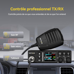 Retevis MB63B CB Radio avec Antenne, NRC Réduit Le Bruit CB Portable, écran Couleur TFT 1,77 Pouce, AM/FM, 12/24 V, Gain RF/MIC,