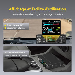 Retevis MB63B CB Radio avec Antenne, NRC Réduit Le Bruit CB Portable, écran Couleur TFT 1,77 Pouce, AM/FM, 12/24 V, Gain RF/MIC,
