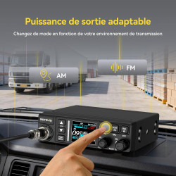Retevis MB63B CB Radio avec Antenne, NRC Réduit Le Bruit CB Portable, écran Couleur TFT 1,77 Pouce, AM/FM, 12/24 V, Gain RF/MIC,