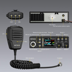 Retevis MB63B CB Radio avec Antenne, NRC Réduit Le Bruit CB Portable, écran Couleur TFT 1,77 Pouce, AM/FM, 12/24 V, Gain RF/MIC,