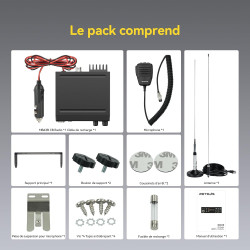 Retevis MB63B CB Radio avec Antenne, NRC Réduit Le Bruit CB Portable, écran Couleur TFT 1,77 Pouce, AM/FM, 12/24 V, Gain RF/MIC,