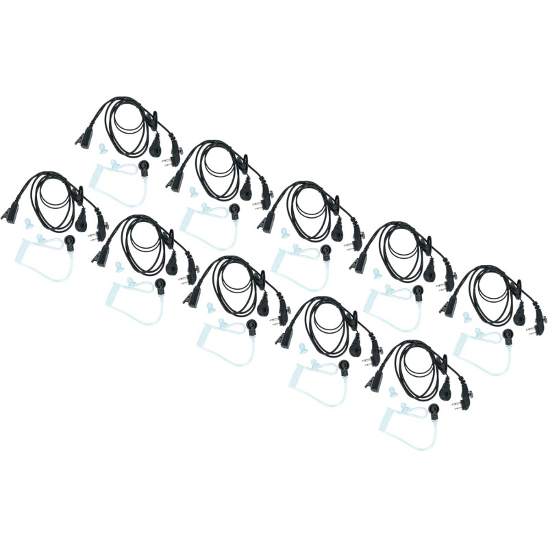 vhbw 10x Oreillette Compatible avec Hyt/Hytera TD510, TD520, PD560, TC620, PD500 Radio Talkie-walkie avec Microphone PTT, câble 