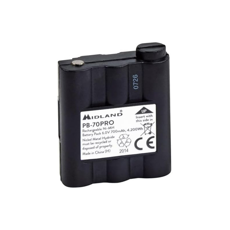 Midland PB-70 Pro - Pack Batterie Ni-Mh Rechargeable pour XT70 Pro 700 mAh