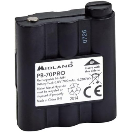 Midland PB-70 Pro - Pack Batterie Ni-Mh Rechargeable pour XT70 Pro 700 mAh
