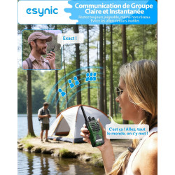 eSynic 2PCS Talkie Walkie Portable Rechargeable avec Écouteurs 16 Canaux PMR446 sans Licence Alerte Batterie Faible Batterie Rec
