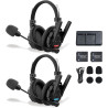 SYNCO XTALK XMax2 Wireless Intercom Casque System, 2.4G Full-Duplex Hands-Free Kommunikation 500m 24h Batterie Noise-Cancelling 