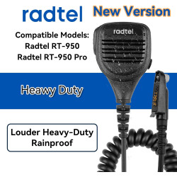 radtel Microphone Haut-Parleur étanche et Robuste pour radios RT-950 et RT-950 Pro, Microphone Talkie-walkie à réduction de Brui