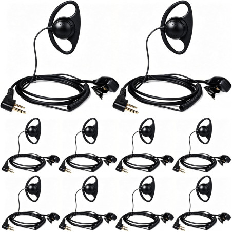 HYS Oreillette en Forme de D avec Bouton Micro PTT Compatible avec Retevis Kenwood Baofeng UV-5R UV-82 BF-888S Wouxun Talkie-wal