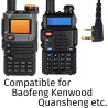 HYS Oreillette en Forme de D avec Bouton Micro PTT Compatible avec Retevis Kenwood Baofeng UV-5R UV-82 BF-888S Wouxun Talkie-wal