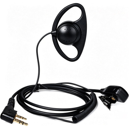 HYS Oreillette en Forme de D avec Bouton Micro PTT Compatible avec Retevis Kenwood Baofeng UV-5R UV-82 BF-888S Wouxun Talkie-wal