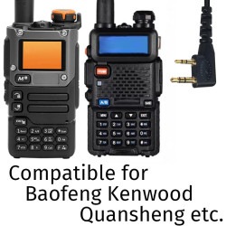 HYS Oreillette en Forme de D avec Bouton Micro PTT Compatible avec Retevis Kenwood Baofeng UV-5R UV-82 BF-888S Wouxun Talkie-wal