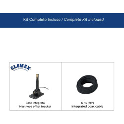 Glomex – antenne vhf marina 6 db 1,4 m noir edition, modèle sgv140bk (ibiza) – haute performance, design noir, pour yachts et ba
