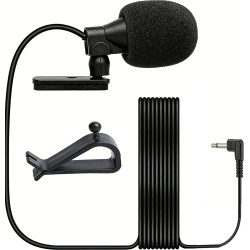 Micro Voiture 3,5 mm Micro Autoradio Voiture, Microphone Externe pour Autoradio, avec Autocollant et Clip pour Recording Intervi