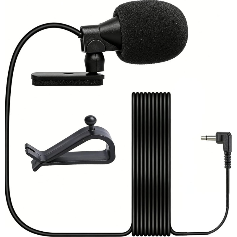 Micro Voiture 3,5 mm Micro Autoradio Voiture, Microphone Externe pour Autoradio, avec Autocollant et Clip pour Recording Intervi