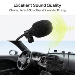 Micro Voiture 3,5 mm Micro Autoradio Voiture, Microphone Externe pour Autoradio, avec Autocollant et Clip pour Recording Intervi
