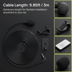 Micro Voiture 3,5 mm Micro Autoradio Voiture, Microphone Externe pour Autoradio, avec Autocollant et Clip pour Recording Intervi
