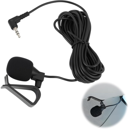 Microphone externe pour autoradio 3,5 mm compatible avec sony kenwood alpine jvc et pioneer, câble de 3 m, fiche coudée 3,5 mm, 