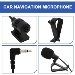 Microphone externe pour autoradio 3,5 mm compatible avec sony kenwood alpine jvc et pioneer, câble de 3 m, fiche coudée 3,5 mm, 