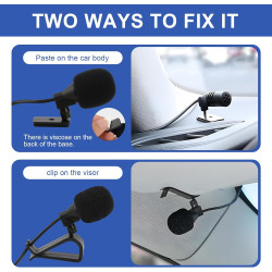 Microphone externe pour autoradio 3,5 mm compatible avec sony kenwood alpine jvc et pioneer, câble de 3 m, fiche coudée 3,5 mm, 