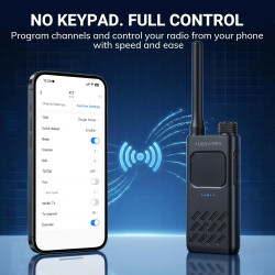 AT2 Talkie-Walkie UHF avec Messagerie Hors-Ligne (Texte & Image), Programmation App sans Fil, Double PTT, 30 Canaux, Batterie 22