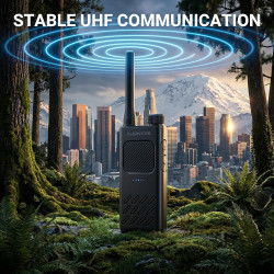 AT2 Talkie-Walkie UHF avec Messagerie Hors-Ligne (Texte & Image), Programmation App sans Fil, Double PTT, 30 Canaux, Batterie 22