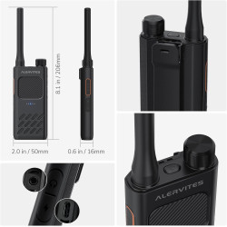 AT2 Talkie-Walkie UHF avec Messagerie Hors-Ligne (Texte & Image), Programmation App sans Fil, Double PTT, 30 Canaux, Batterie 22