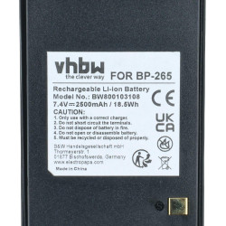 vhbw 2X Batterie Remplacement pour Icom BP-265LI, BP-265 pour Radio Talkie-walkie (2500mAh, 7,4V, Li-ION) - avec Clip de Ceintur