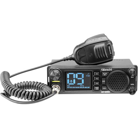 Albrecht AE 6390 12639 Radio CB, écran 2,4", Fonction Mains Libres VOX, Montage DIN, 40 canaux AM/FM, Haut-Parleur Avant 2 W, Re