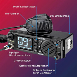 Albrecht AE 6390 12639 Radio CB, écran 2,4", Fonction Mains Libres VOX, Montage DIN, 40 canaux AM/FM, Haut-Parleur Avant 2 W, Re