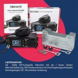 Albrecht AE 6390 12639 Radio CB, écran 2,4", Fonction Mains Libres VOX, Montage DIN, 40 canaux AM/FM, Haut-Parleur Avant 2 W, Re