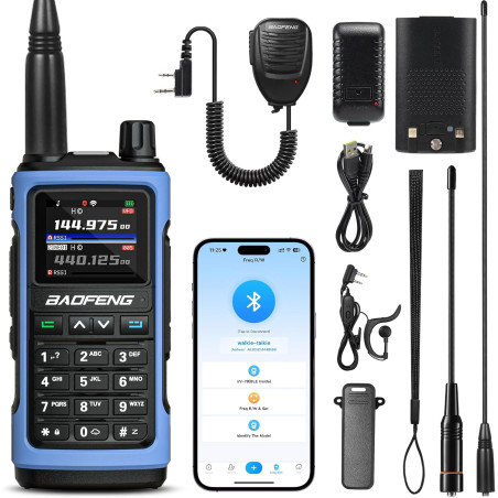 BAOFENG UV-7B Talkie-Walkie Radio Amateur Portable, sans Fil APP & Chirp Programmation, Tri-Bande Réception Aviation/FM, 1000CH,