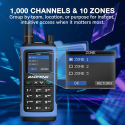 BAOFENG UV-7B Talkie-Walkie Radio Amateur Portable, sans Fil APP & Chirp Programmation, Tri-Bande Réception Aviation/FM, 1000CH,