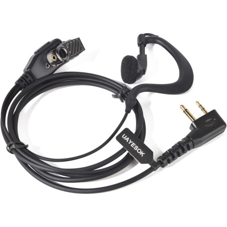 UAYESOK | Casque PTT en forme de G | 2 broches pour radio | Compatible avec les talkies walkies Midland des séries G7/G7XT/G7 Pr