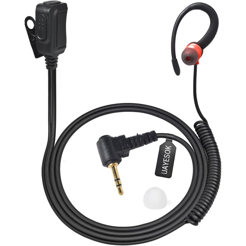 UAYESOK Oreillette radio pour talkie-walkie, crochet souple en forme de G, casque de sécurité avec micro PTT pour Motorola TLKR-