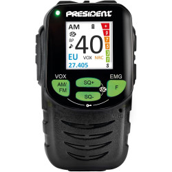 President william ii asc radio cb multistandard - design noir box avec commandes et affichage sur microphone, 40 canaux am/fm, 1