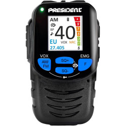 President william ii asc radio cb multistandard - design noir box avec commandes et affichage sur microphone, 40 canaux am/fm, 1