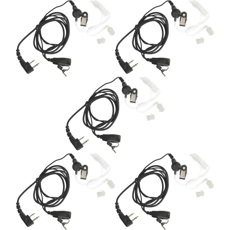 vhbw 5X Oreillette Compatible avec Alinco DJ-V5, EC-10 Radio Talkie-walkie, câble Acoustique Transparent