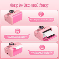 ASTGMI Appareil Photo Instantané, 2.4" Écran Appareil Photo Enfant avec Papier d'impression et Carte 32GB, Mode Selfie et Video,