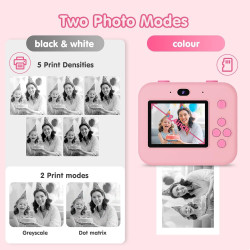 ASTGMI Appareil Photo Instantané, 2.4" Écran Appareil Photo Enfant avec Papier d'impression et Carte 32GB, Mode Selfie et Video,