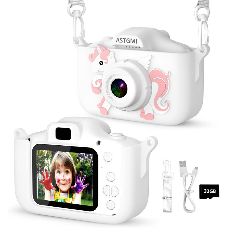 Appareil photo numérique pour enfants avec écran de 2,0" - Cadeaux pour 3, 4, 5, 6, 8, 7, 9, 10, 11 ans - 1080P HD - Anti-chute 
