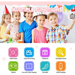 Appareil photo numérique pour enfants avec écran de 2,0" - Cadeaux pour 3, 4, 5, 6, 8, 7, 9, 10, 11 ans - 1080P HD - Anti-chute 