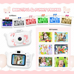 Appareil photo numérique pour enfants avec écran de 2,0" - Cadeaux pour 3, 4, 5, 6, 8, 7, 9, 10, 11 ans - 1080P HD - Anti-chute 
