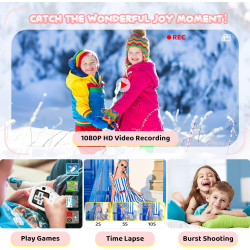 Appareil photo numérique pour enfants avec écran de 2,0" - Cadeaux pour 3, 4, 5, 6, 8, 7, 9, 10, 11 ans - 1080P HD - Anti-chute 