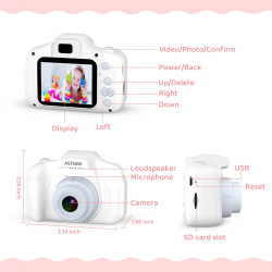 Appareil photo numérique pour enfants avec écran de 2,0" - Cadeaux pour 3, 4, 5, 6, 8, 7, 9, 10, 11 ans - 1080P HD - Anti-chute 