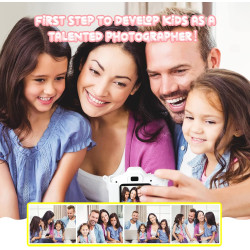 Appareil photo numérique pour enfants avec écran de 2,0" - Cadeaux pour 3, 4, 5, 6, 8, 7, 9, 10, 11 ans - 1080P HD - Anti-chute 