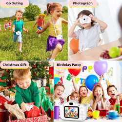 Appareil photo numérique pour enfants avec écran de 2,0" - Cadeaux pour 3, 4, 5, 6, 8, 7, 9, 10, 11 ans - 1080P HD - Anti-chute 