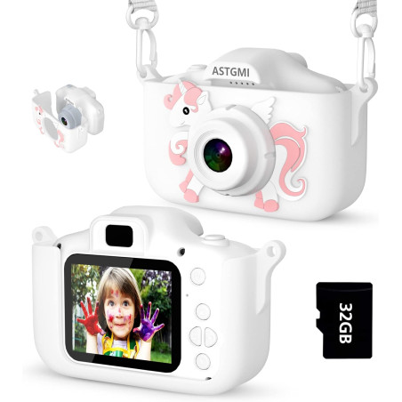 ASTGMI Appareil Photo pour Enfants, 2.0 Pouces Enfant Appareil Photo Numérique, Mini Caméra Rechargeable Caméscope Cadeau Jouet 